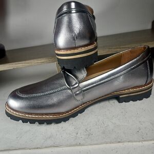 Trotters Women Sz: 8.5 Metallic Fiora  Leather Flats Slip-in Chic Tech Office[6A